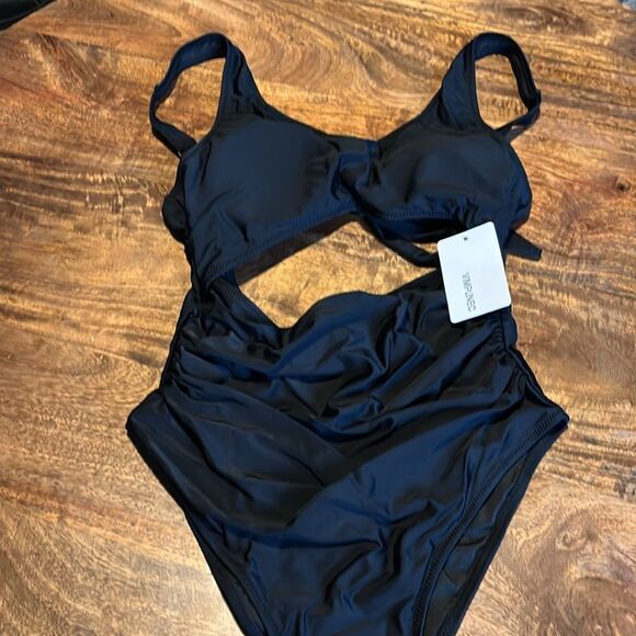 VIMPUNEC One Piece Tummy Control High Waisted Cut Out Swimwear M - Picture 4 of 8